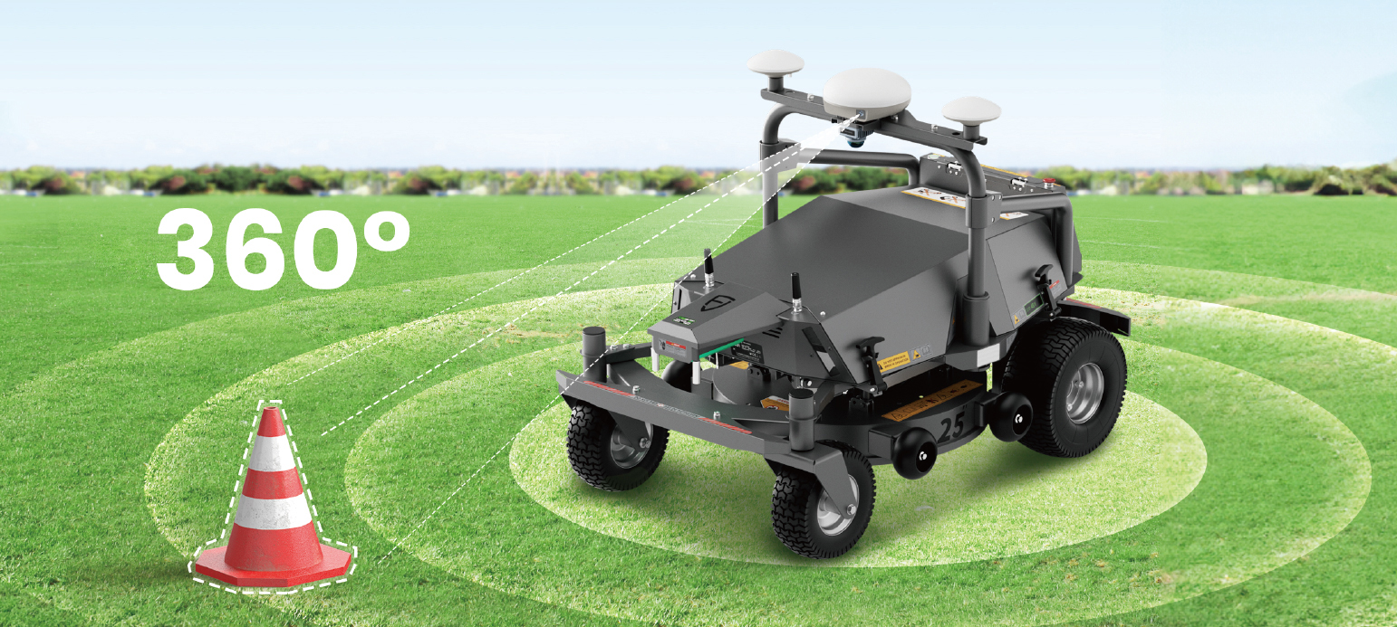 360度の障害物検知機能を備えた芝刈りロボット RM21 のイメージ